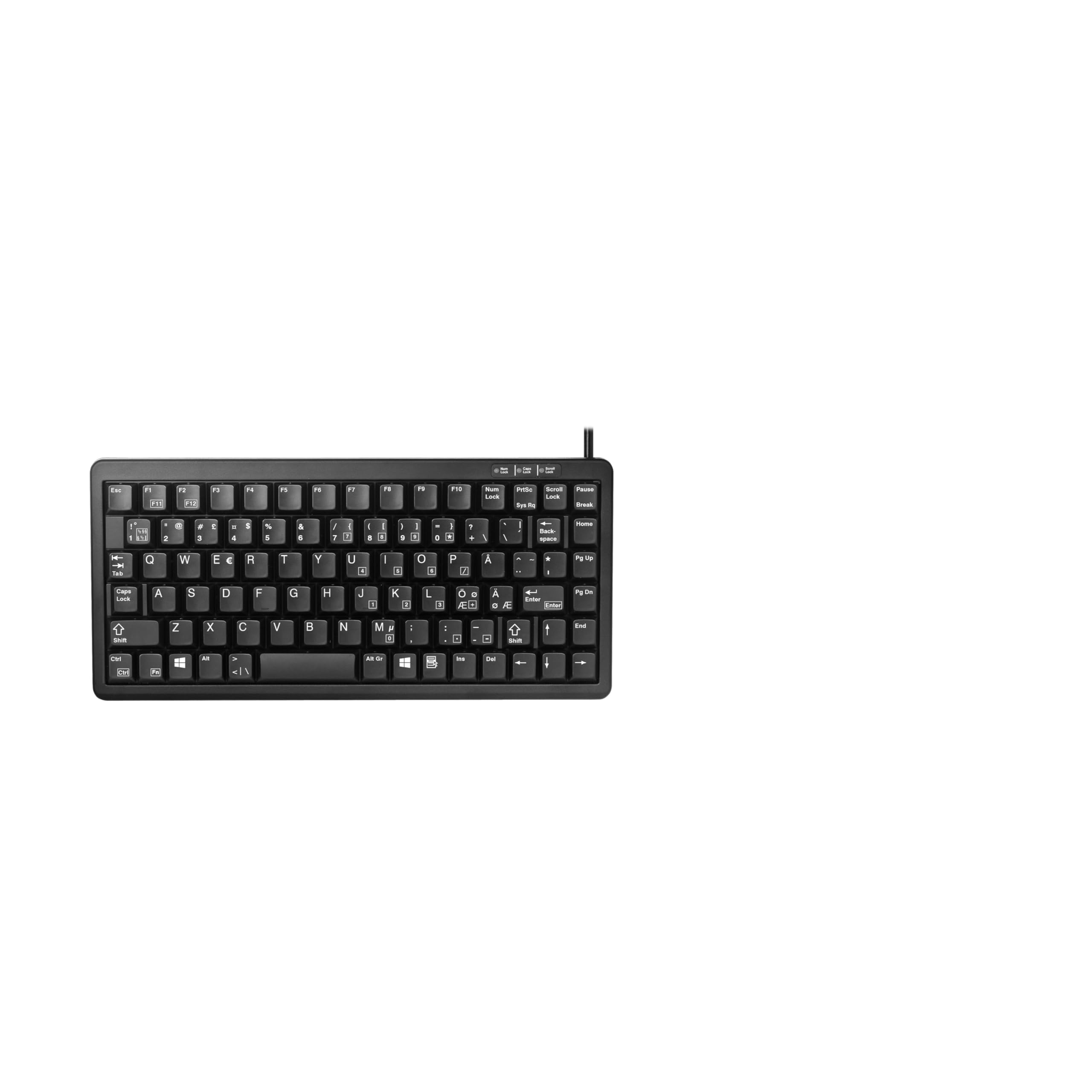 CHERRY G84-4100, Compact Mechanical Keyboard, Pan-Nordic Layout (QWERTY), With Windows Keys, Wired (USB & PS/2), ML Switches, Black