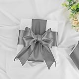 YAAVAAW 22m Gray Satin Ribbon 75mm Wide 3" Thick Gift Wedding Car Decor view 3