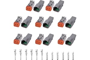 Amliber 8 Kits DT Connector Kit 2 Pin Connectors with Size 16 Stamped Contacts IP68 Waterproof Automotive Electrical Connectors Plug