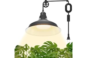 MYSWEETY Hanging Grow Light, Full Spectrum Hanging Plant Lights for Indoor, Vintage Decorative Grow Lights with 16.4FT Power Cord, Plug in Pendant Light with Adjustable Pulley for Plants, Flowers (1)