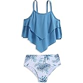Girls Tankini Swimsuits Two Piece Bathing Suit Ruffle Swimwear Set for Teen Girls 7-16 Years