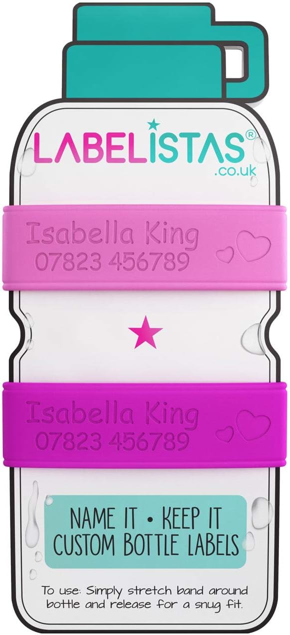 LABELISTAS Personalised Silicone Bottle Labels โ Durable Custom Baby Bottle Labels โ BPA-Free & Reusable Bottle Labels โ Create Your Own Baby Bottle Label with Colors, Text & Icons โ 2 Labels