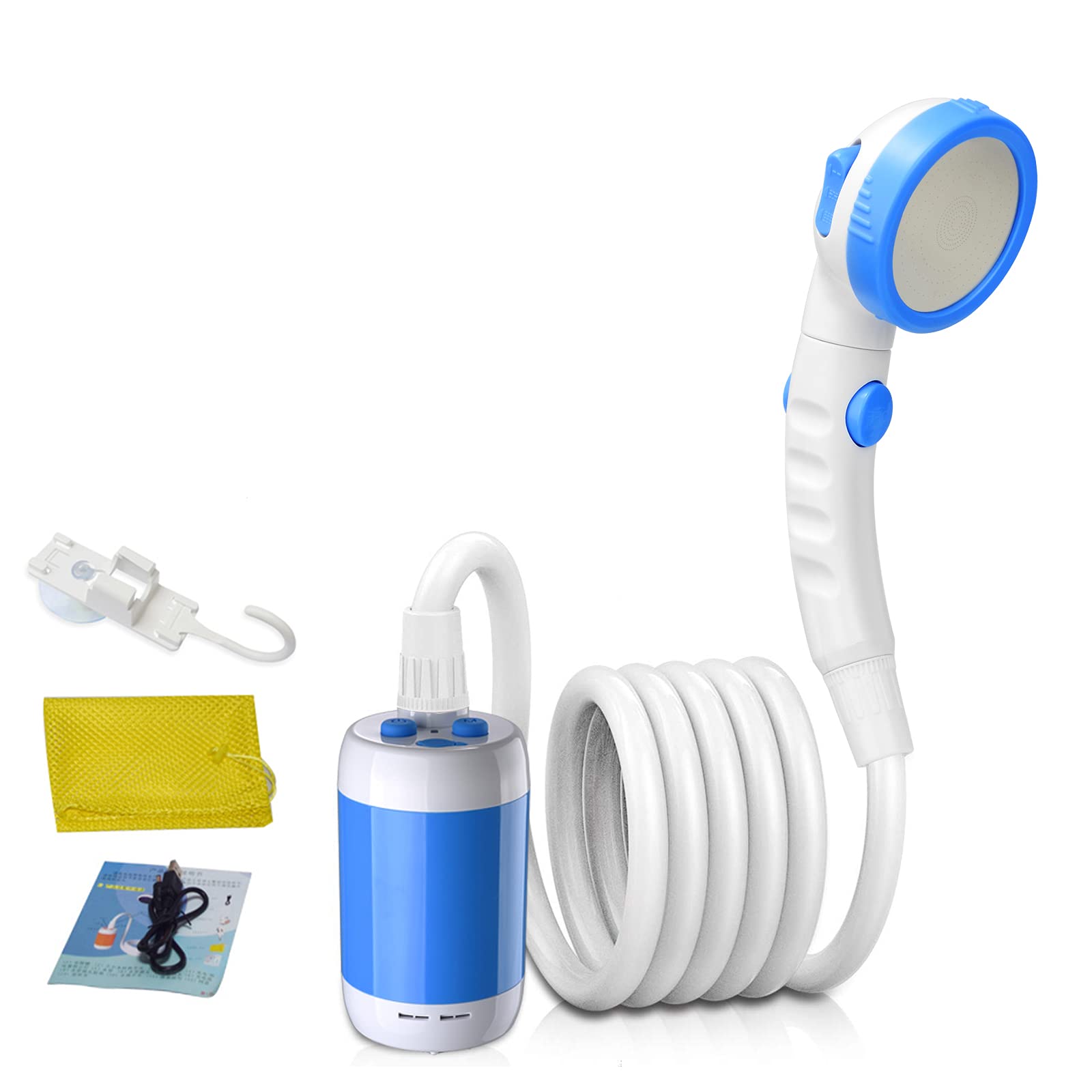 Portable Shower Camping Outdoor Shower Electric Hand Shower Electric Shower Camping Built-in Shower 5000mAh Large Capacity Rechargeable Shower for Indoor or Outdoor Shower camping (Blue)