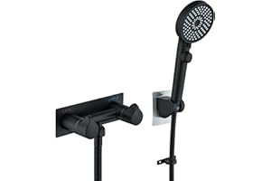 Beiyi RV Shower Faucet, Matte Black Metal Camper Shower Faucet with Hose and Shower 4" RV Outside for Travel Trailer, Camper, Motorhome