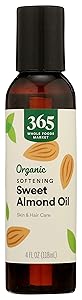 365 by Whole Foods Market, Organic Aromatherapy Carrier Oil, Softening Sweet Almond Oil (Skin & Hair Care), 4 Fl Oz