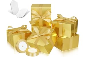 DOYIDE Gold Gift Boxes 6x6x4, 30 Pack Paper Gift Boxes with Lids for Gift, Bridesmaid Proposal Box, Cupcake Boxes, Gift Box for Wedding, Birthday, Groomsmen Proposal, Gifts, Packaging, Present