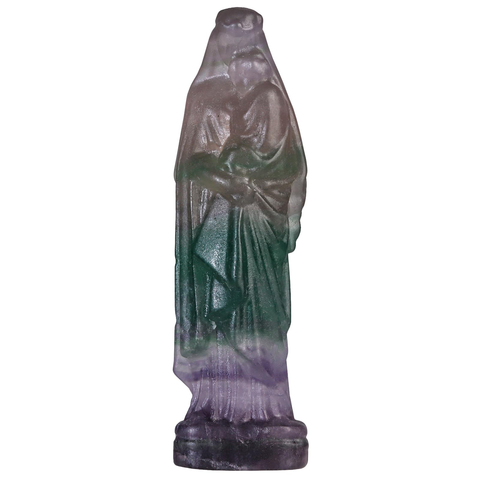 Nupuyai 3.7" Virgin Mary and Christ Child Fluorite Crystal Statue, Holy Virgin Mary and Christ Jesus Figurine Hand Carved Stone Pocket Statue Good Luck Home Office Car Decor