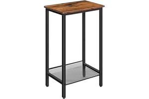 HOOBRO Tall Side Table, Industrial End Telephone Table with Adjustable Mesh Shelves, Small Entryway Table, Laptop Table for O