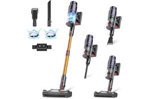 FRECAER Cordless Vacuum Cleaner, 550W/50Kpa/70Mins Vacuum Cleaners for Home with Smart Auto Mode/LED Touch Display, Self-Standing Cordless Stick Vacuum Rechargeable, Vacuum Cleaner for Pet Hair/Carpet/Floors