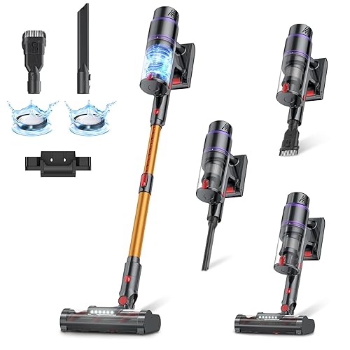 Cordless Vacuum Cleaner, 550W/50Kpa/70Mins Vacuum Cleaners for Home with Smart Auto Mode/LED Touch Display, Self-Standing Cordless Stick Vacuum Rechargeable, Vacuum Cleaner for Pet Hair/Carpet/Floors
