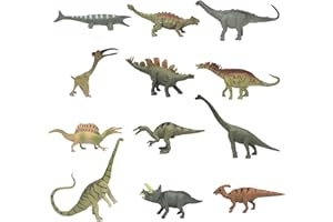 Mwuyrlw Mini Jurassic Dinosaur Figures Set 12 Pcs Plastic Rubbery Educational Action Playset for Children Science Play Best for Birthday Party Favors (Jurassic Dinosaur Figures Set)