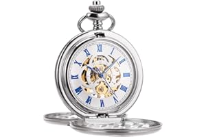 ManChDa Mechanical Pocket Watch for Men Vintage Pocket Watch with Chain Smooth Face