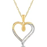 Amazon Collection Sterling Silver Diamond Heart Pendant Necklace
