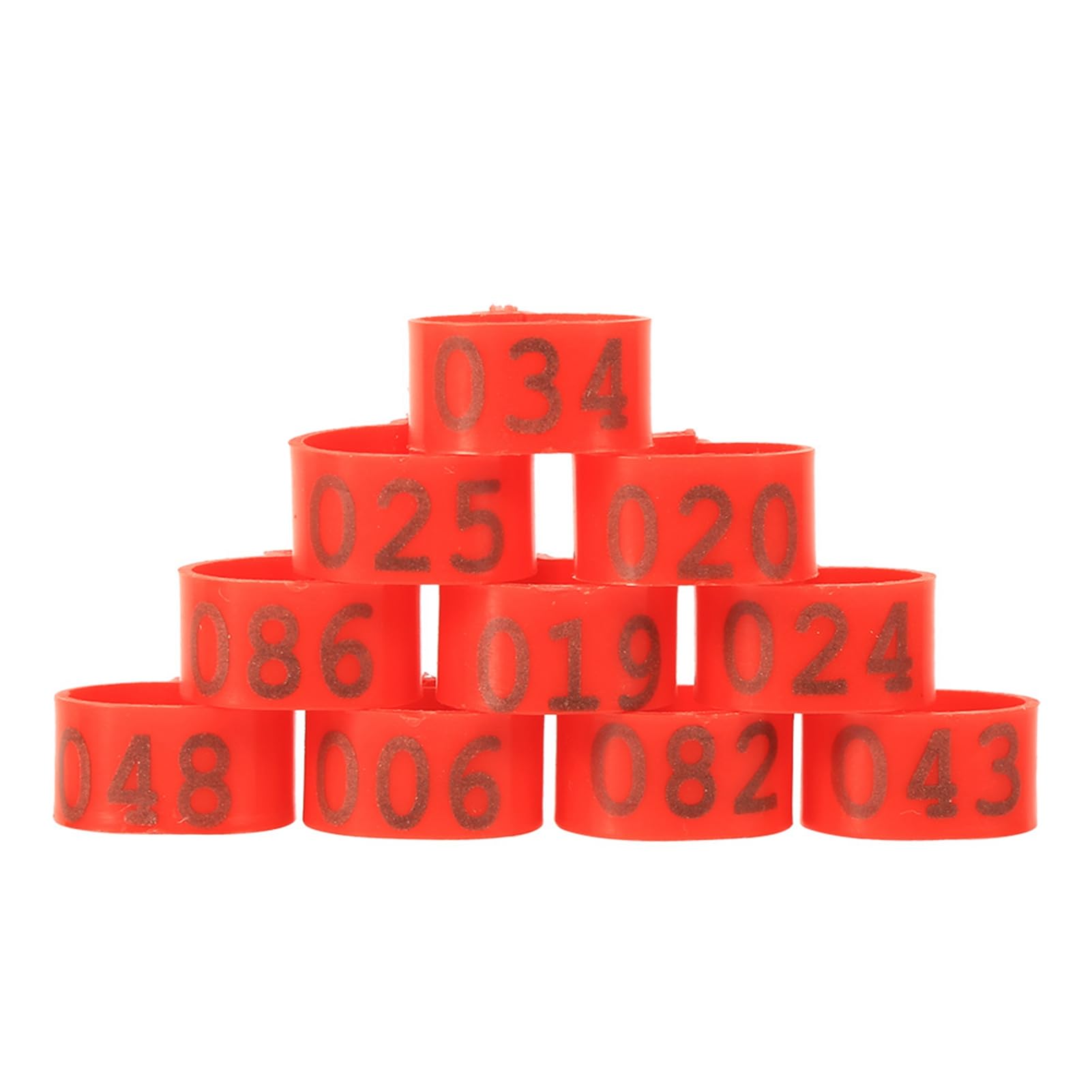 100pcs 16mm Clip On Leg Rings Number 001-100 for Chickens Ducks Hens Poultry for Dove Chicks Hen Parrot Birds Identification(Red)