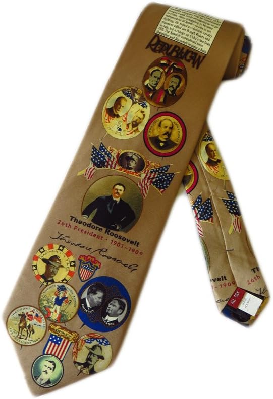 Museum Artifacts Mens President Teddy Roosevelt Necktie - Beige - One Size Neck Tie