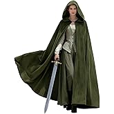 UQJE Medieval Cloak with Hood Halloween Renaissance Hooded Cape for Men and Women