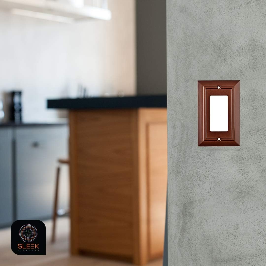 Pack of 4 Wall Plate Outlet Switch Covers by SleekLighting | Decorative Dark Brown Mahogany Look | Variety of Styles: Decorator/Duplex/Toggle / & Combo | Size: 1 Gang Duplex - - 