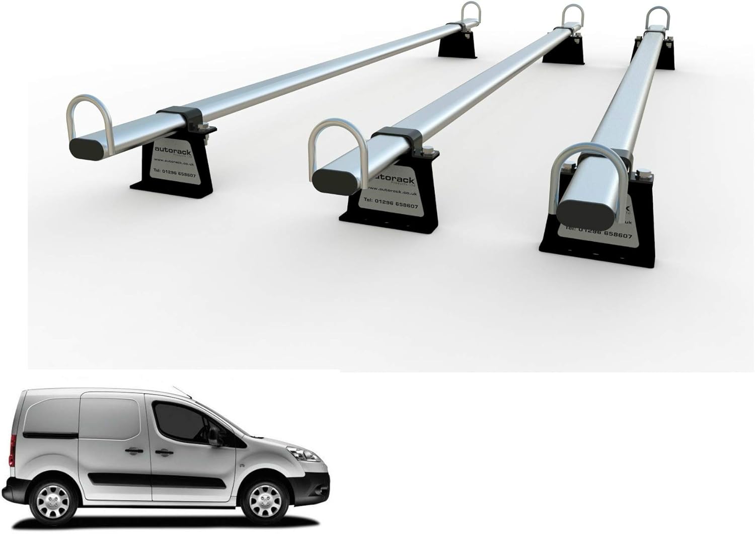 Van Roof Rack 3 Bars for PEUGEOT PARTNER Mk2 (2008to2018