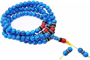 MIACIA Prayer Beads Necklace Tibetan Buddhism Meditation 108 Prayer Beads Tibetan Blue Turquoise Buddhist Deads Rosary beads,