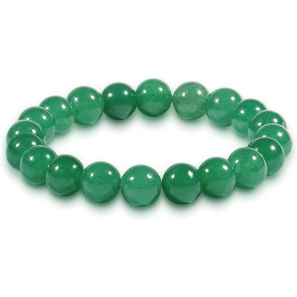 Natural 10mm Faceted Green Jade Jadeite Round Beaded Bracelet 7.5 Inch AAA