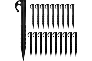 Kioiner 20 Pcs Plastic Tent Pegs, 5.7inch Tent Stakes Durable Ground Tent Pegs Camping Caravan Pegs Outdoor Yard Ground Ancho