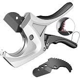 AIRAJ PVC Pipe Cutter, Cuts up to 2-1/2", Ratcheting PVC Cutter Tools | PEX Pipe Cutter Comes with a Spare Blade, for PVC, CPVC, PP, PE, PEX, Plastic Hoses &amp; Plumbing