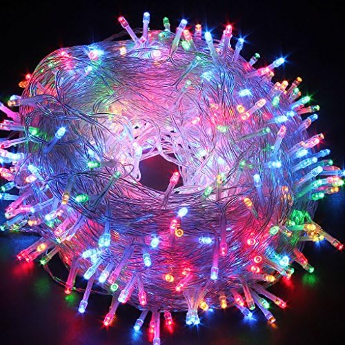 Safe 24V 500 LEDs 100M/328FT Dimmable Lights String Fairy Lights DC Transformer with Transparent String 8 Modes for Bedroom Patio Garden Gate Yard Party Wedding Decoration (color)