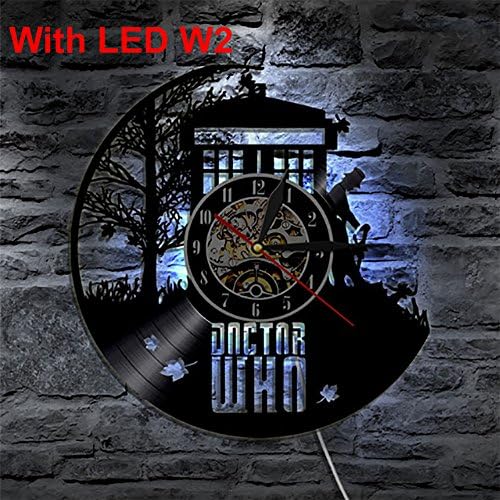 ACHZX Doctor Who LED Silhouette Backlight Modern Light Vinyl Clock Color Change Decor Art Lamp Remote Control Record Night Light-A