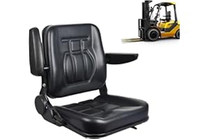 JUERAORI Universal Forklift Seat, Lawn Mower Seat Replacement with Armrests, Tractor Seats Adjustable Backrest and Slide Rail for Excavator Backhoe Dozer Skid Loader (Color : Black, Size : 16.9x15.75in)