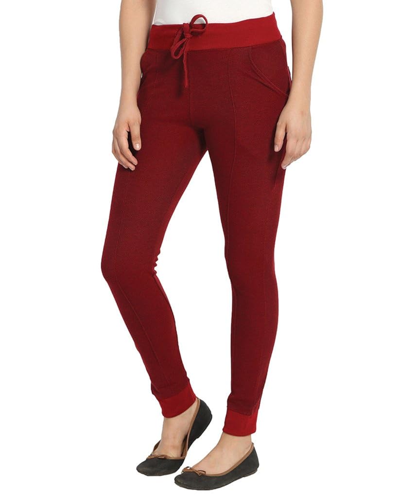 campus sutra women cotton track pant-maroon