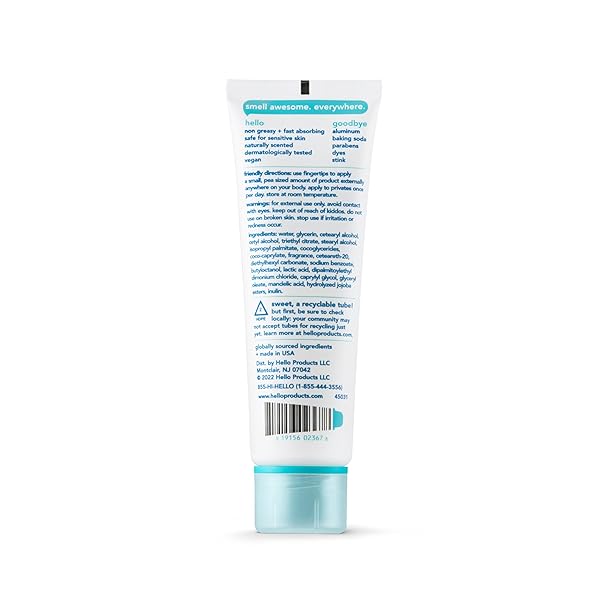 HELLO CLEAN & FRESH ALL OVER WHOLE BODY DEODORANT CREAM FOR WOMEN AND MEN, ALUMINUM FREE, SAFE FOR SENSITIVE SKIN, PITS, PRIVATES, 3 OUNCES