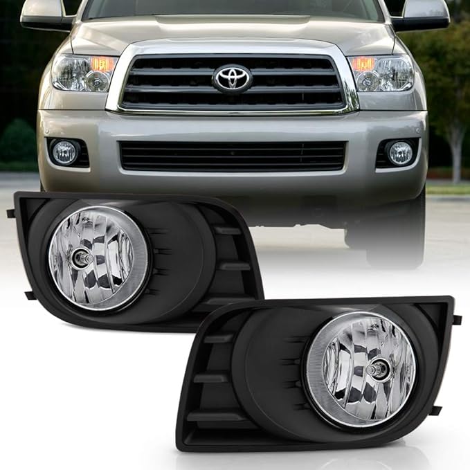 Side Marker Lights For Toyota Tundra Pair Of Clear Lens Fog Lights For 2007-2013 Toyota Tundra & 2008-2011 Sequoia - Halogen, DOT/SAE Certified Toyota Fog Lights - Foto 3