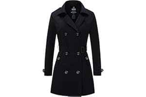 wantdo Women's Waterproof Trench Coat Classic Lapel Outerwear Coat with Belt
