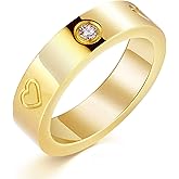 PDWZNBA Love Friendship Ring 18K Gold-Plated Stainless Steel Promise Ring Wedding Band Jewelry Birthday Gifts for Women