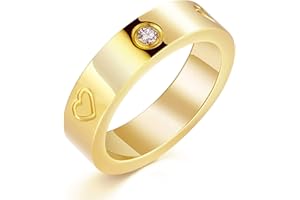 PDWZNBA Love Friendship Ring 18K Gold-Plated Stainless Steel Promise Ring Wedding Band Jewelry Birthday Gifts for Women