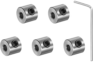 HiPicco Set Screw Collars, 5 Pack 2mm Bore Shaft Lock Collars, 7mm OD, 7mm Width, 304 Stainless Steel Landing Gear Stopper Wheel Collar, Includes Wrench