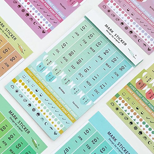 US 2018 Calendars Stickers for Bullet Journal/Planners/Agenda/Books/Diary, Easy to Peel and Stick Monthly Index Dividers, Self Adhesive Tabs,4 DIY sticky Paper & 4 DIY sticky PVC (8 sheets ) - Thumbnail 4
