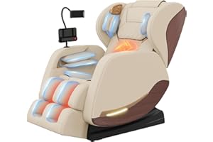 YEWGLEN 2025 Massage Chair, Massage Chairs Full Body and Recliner with 10 Fixed Points, Zero Gravity, Wood Grain Leather, Foot Massage, Airbags, Lumbar Heating, Bluetooth and Control Screen (Elegant White)