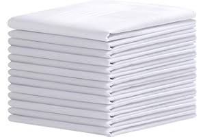 Ohuhu Handkerchiefs for Men, 100% Cotton White Pocket Squares for Suit, Bulk Hankies, Christmas Gift Idea for Dad, Husband