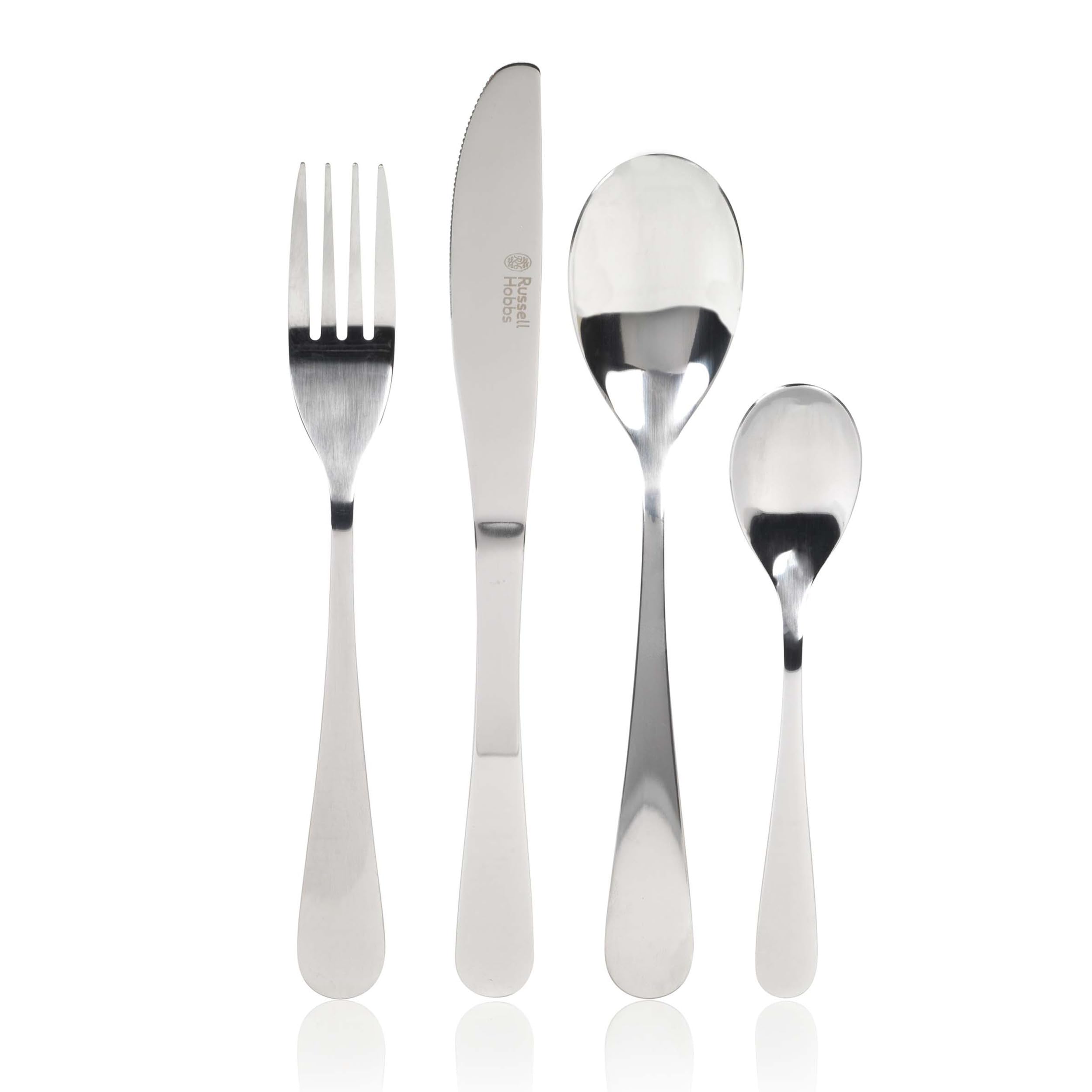 Russell Hobbs BW031302 London 24-Piece Cutlery Set - Stainless Steel Silverware, Tableware Service for 6 People, Dishwasher Safe, Includes Knives/Forks/Tablespoons/Teaspoons, Ideal for New Homeowners