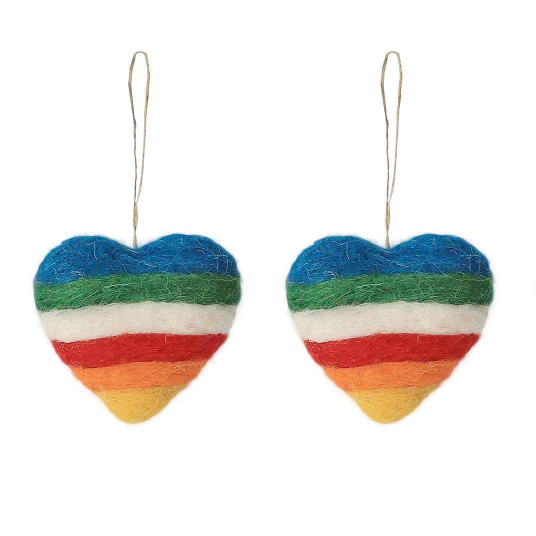 Buy De Kulturetm Hand Made Felt Heart Bauble Multicolor Set Of 4