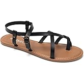 Colgo Women's Summer Strappy Flat Sandals, Adjustable Casual Fisherman Sandal with Open Toe Slingback Gladiator Sandals