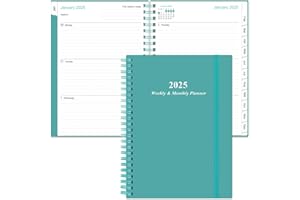 HEVEBOIK 2025 Planner - A5 Weekly & Monthly Planner Spiral Bound, January 2025 - December 2025, Planner 2025 with Flexible Cover, Tabs, Inner Pocket, 6.4" x 8.5", Teal