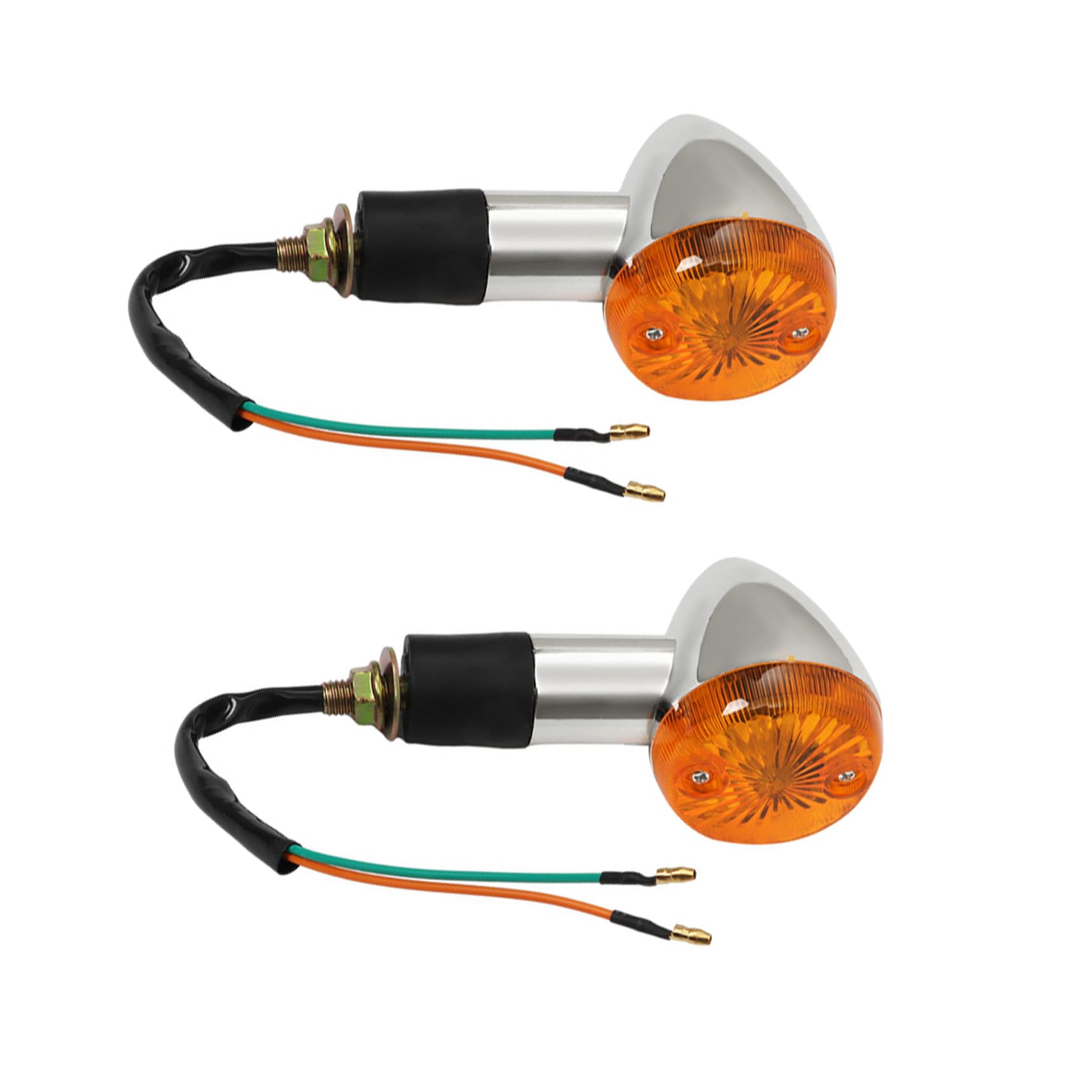 Photo 1 of 2 Pack Motorcycle Turn Signal Lights Blinker Indicator Light Front Rear Replacement for Honda Suzuki Amber Chrome