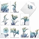 The Best Card Company - 10 Boxed Note Cards with Flowers - Blank Assorted Floral Notecards Bulk (4 x 5.12 Inch) - Blooming Expressions AM6221OCB-B1x10