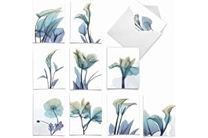 The Best Card Company - 10 Boxed Note Cards with Flowers - Blank Assorted Floral Notecards Bulk (4 x 5.12 Inch) - Blooming Expressions AM6221OCB-B1x10