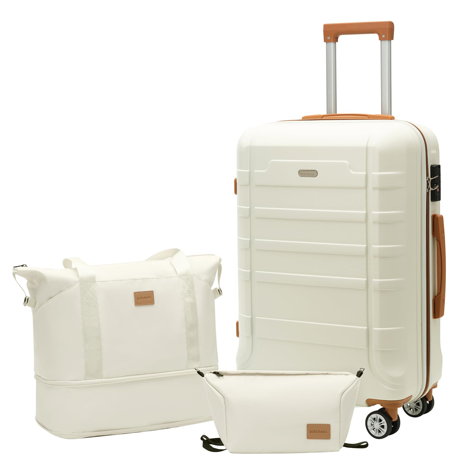 BUBUBABA Luggage 20 Inch Set 3 Piece Luggage Set carry on luggage with wheels for Travel (White, 3 piece set-20-Inch)