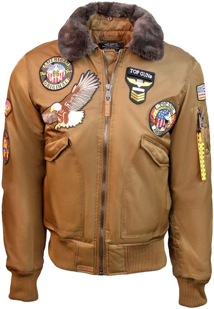 Top Gun MA1 American Original Bomber Jacket with Patches Coyote at