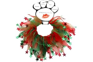 MIRAGE PET PRODUCTS Christmas Pet, Dog and Cat Smoocher Pet Necklace, "Candy Cane Fuzzy, Christmas Bells, Christmas Fuzzy Wuzzy, Christmas Bones or Stars" XL Christmas Stars