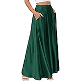 MAKABO Maxi Satin Skirts for Womens High Waisted Flowy Long A line Skirt Trendy for Office Holiday Party